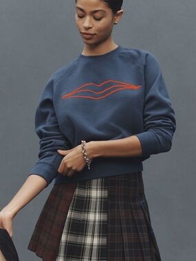 Clare V Flocked Lips Sweatshirt NWT
